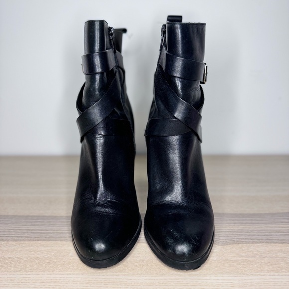 Black Leather Women's Ankle Boots - Picture 2 of 4